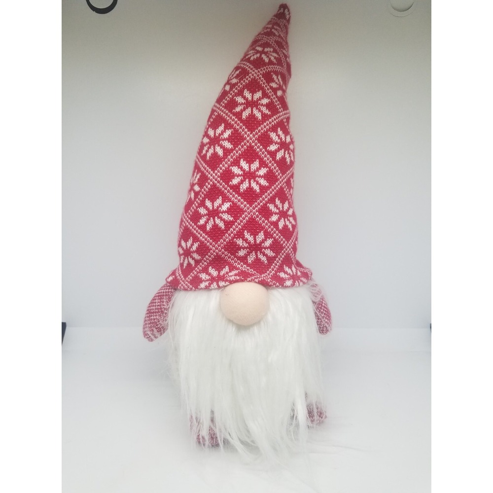 Christmas Gnome Red and White Leave Flake Print 17"